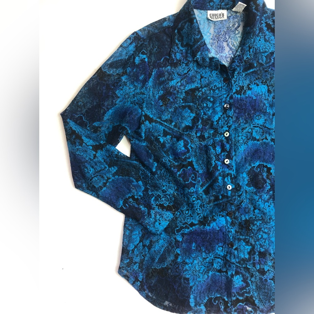 Chico’s Design Blue Lace Blouse